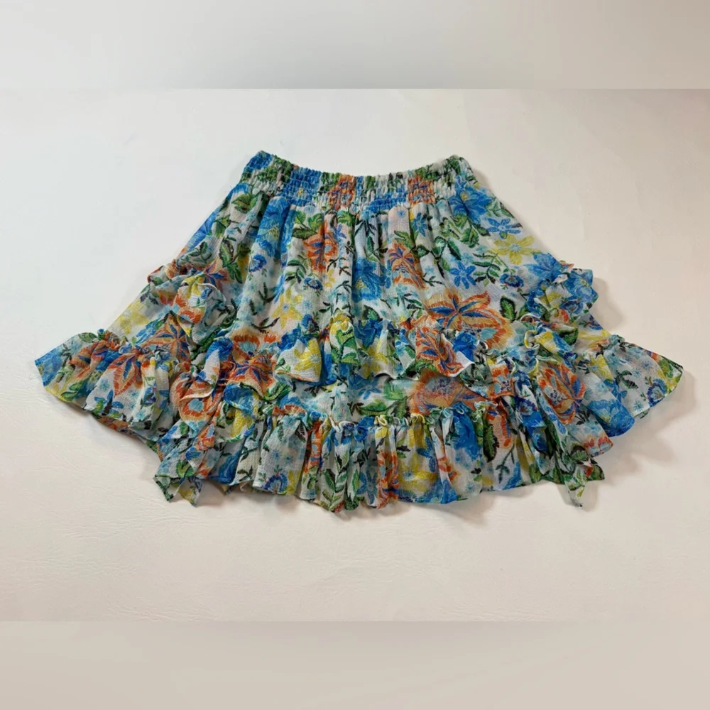 Misa Los Angeles Bella skirt floral ruffles women’s small lined (bin S) - Picture 8 of 12